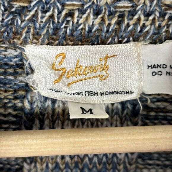 Vintage Sakowitz Long Line Sweater Jacket Womens Medium‎ Grandpa Grannycore Boho - Picture 8 of 10